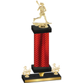 Premium Single Red Carbon Fiber Third Place Lacrosse Trophy