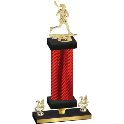 Premium Single Red Carbon Fiber Year Lacrosse Trophy