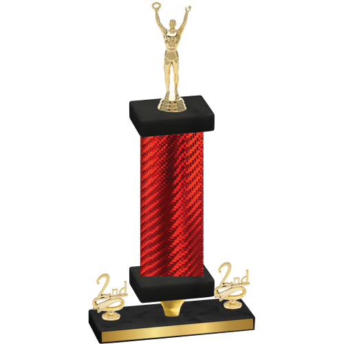 Premium Single Red Carbon Fiber Second Place Victory Trophy