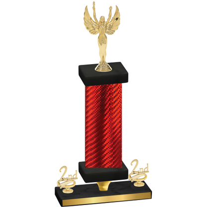 Premium Single Red Carbon Fiber Second Place Victory Trophy