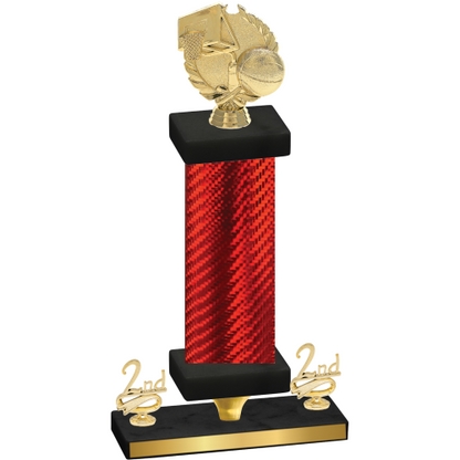 Premium Single Red Carbon Fiber Second Place Basketball Trophy