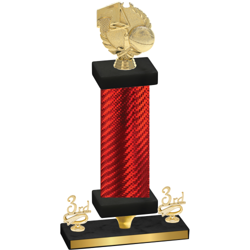 Premium Single Red Carbon Fiber Third Place Basketball Trophy