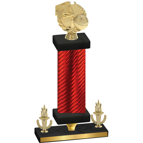 Premium Single Red Carbon Fiber Victory Basketball Trophy