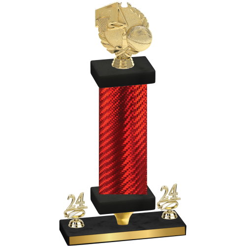 Premium Single Red Carbon Fiber Year Basketball Trophy