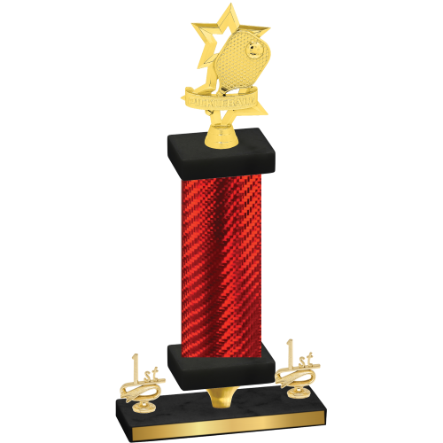 Premium Single Red Carbon Fiber First Place Pickleball Trophy