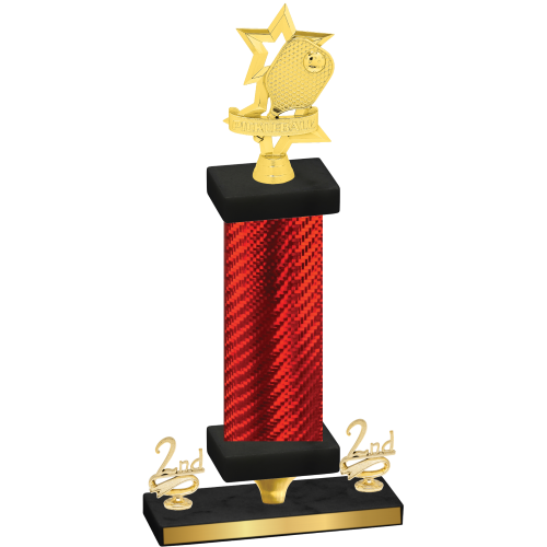 Premium Single Red Carbon Fiber Second Place Pickleball Trophy