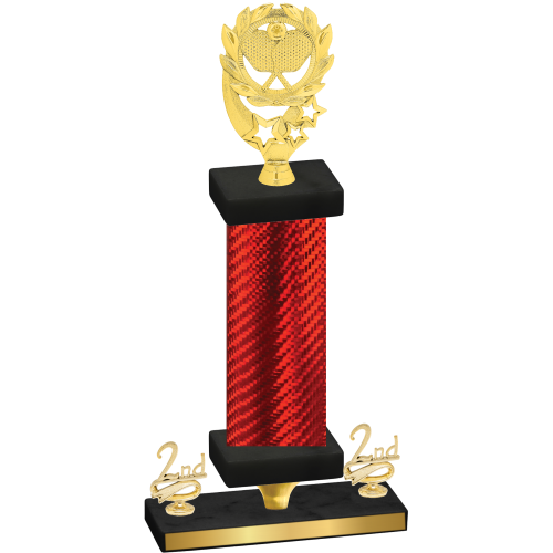 Premium Single Red Carbon Fiber Second Place Pickleball Trophy