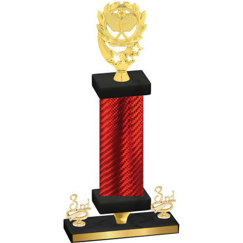 Premium Single Red Carbon Fiber Third Place Pickleball Trophy