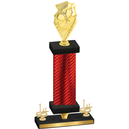 Premium Single Red Carbon Fiber First Place Pickleball Trophy