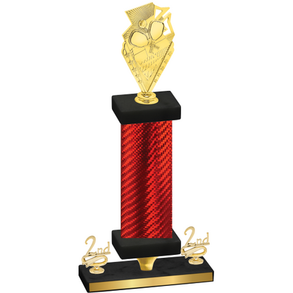 Premium Single Red Carbon Fiber Second Place Pickleball Trophy