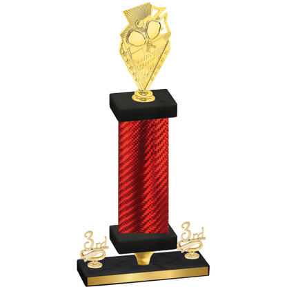 Premium Single Red Carbon Fiber Third Place Pickleball Trophy