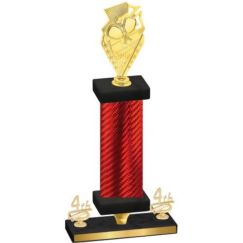 Premium Single Red Carbon Fiber Fourth Place Pickleball Trophy