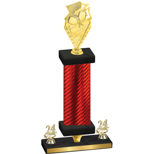 Premium Single Red Carbon Fiber Year Pickleball Trophy