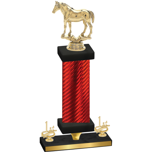 Premium Single Red Carbon Fiber First Place Horses Trophy