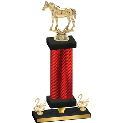 Premium Single Red Carbon Fiber Second Place Horses Trophy