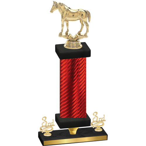 Premium Single Red Carbon Fiber Third Place Horses Trophy