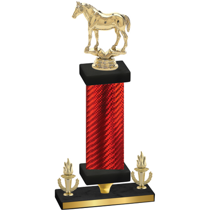 Premium Single Red Carbon Fiber Victory Horses Trophy