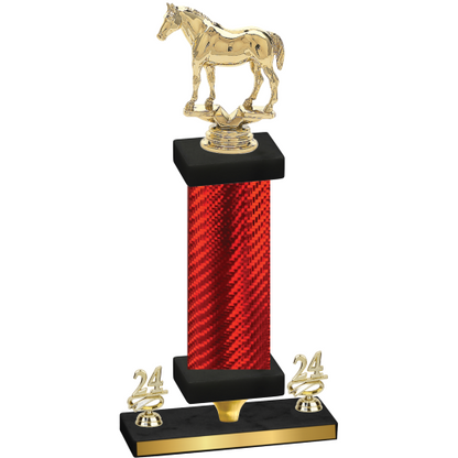 Premium Single Red Carbon Fiber Year Horses Trophy