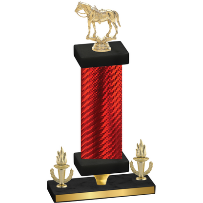 Premium Single Red Carbon Fiber Victory Horses Trophy