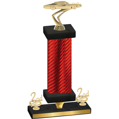 Premium Single Red Carbon Fiber Second Place Cars Trophy