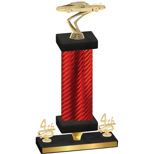 Premium Single Red Carbon Fiber Fourth Place Cars Trophy