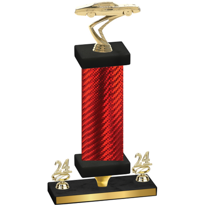 Premium Single Red Carbon Fiber Year Cars Trophy