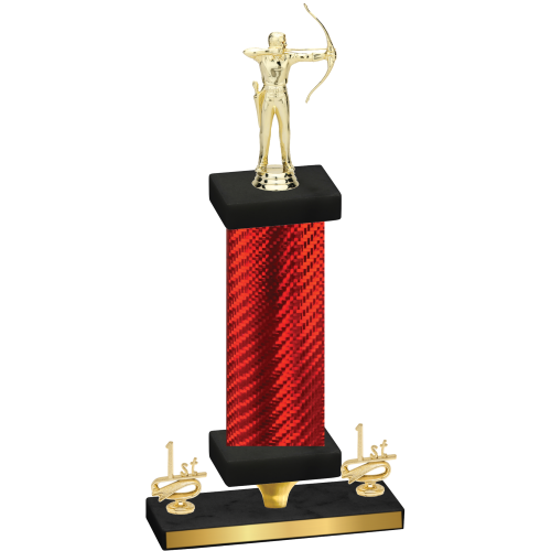 Premium Single Red Carbon Fiber First Place Archery Trophy