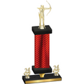Premium Single Red Carbon Fiber Year Archery Trophy