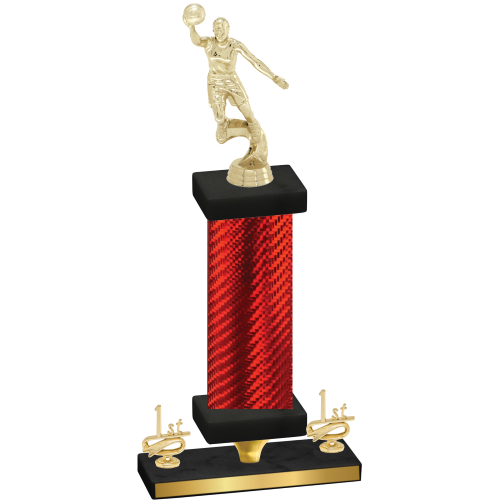 Premium Single Red Carbon Fiber First Place Basketball Trophy