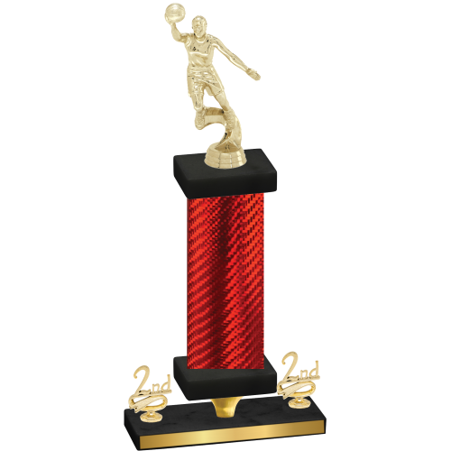 Premium Single Red Carbon Fiber Second Place Basketball Trophy