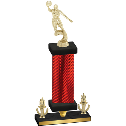 Premium Single Red Carbon Fiber Victory Basketball Trophy