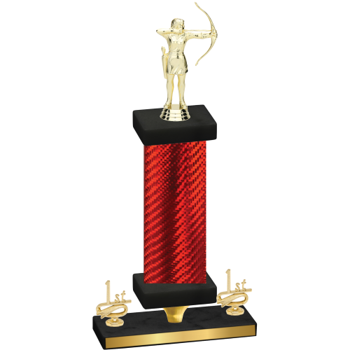 Premium Single Red Carbon Fiber First Place Archery Trophy