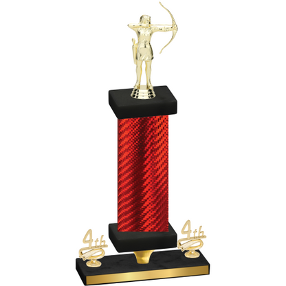 Premium Single Red Carbon Fiber Fourth Place Archery Trophy