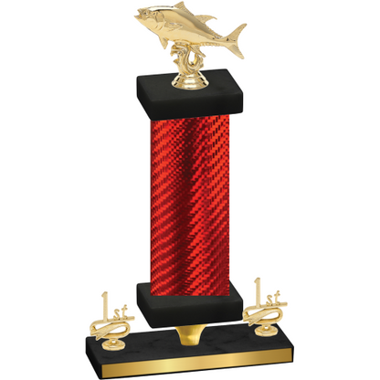 Premium Single Red Carbon Fiber First Place Fishing Trophy