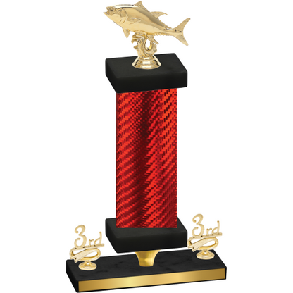 Premium Single Red Carbon Fiber Third Place Fishing Trophy