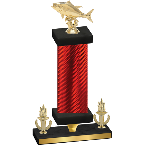 Premium Single Red Carbon Fiber Victory Fishing Trophy