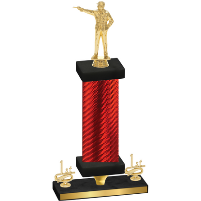 Premium Single Red Carbon Fiber First Place Shooter Trophy