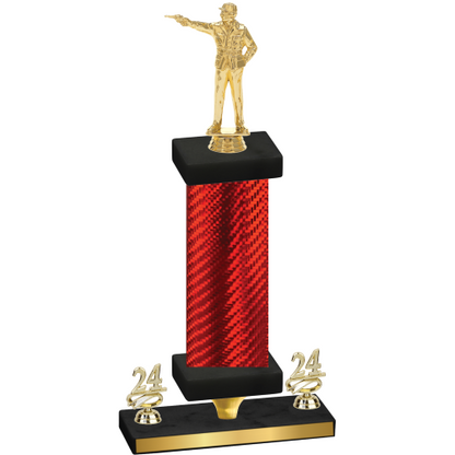 Premium Single Red Carbon Fiber Year Shooter Trophy