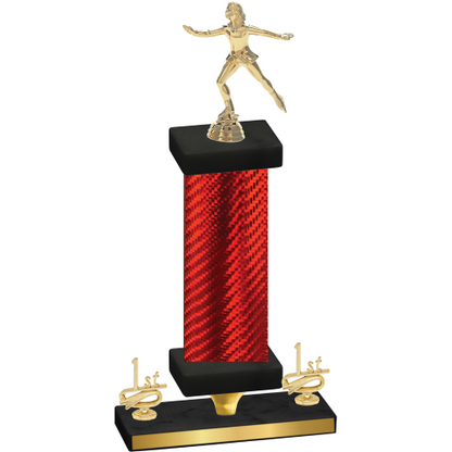 Premium Single Red Carbon Fiber First Place Skater Trophy