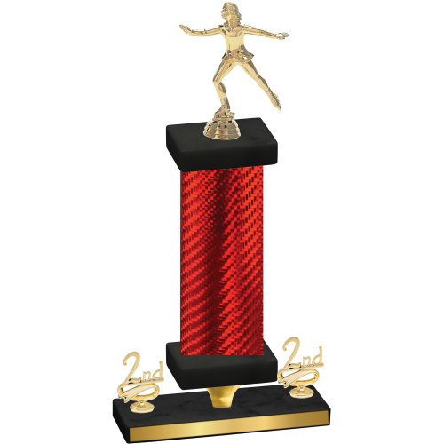 Premium Single Red Carbon Fiber Second Place Skater Trophy