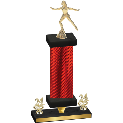 Premium Single Red Carbon Fiber Year Skater Trophy