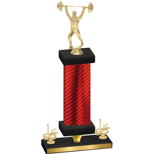 Premium Single Red Carbon Fiber First Place Weights Trophy