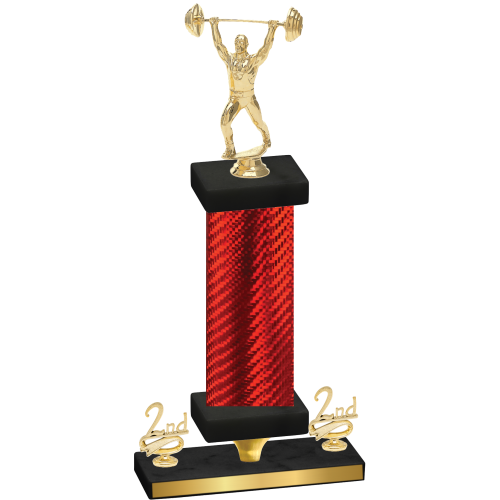 Premium Single Red Carbon Fiber Second Place Weights Trophy