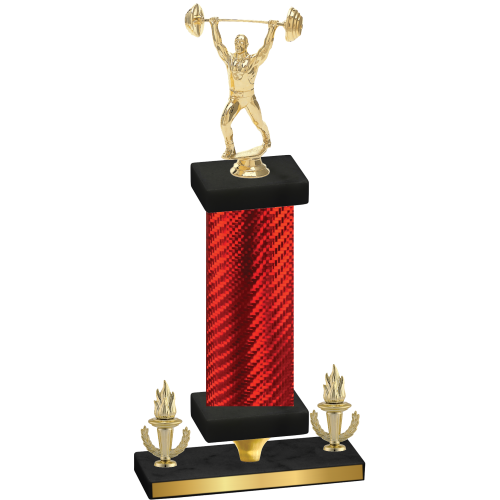 Premium Single Red Carbon Fiber Victory Weights Trophy