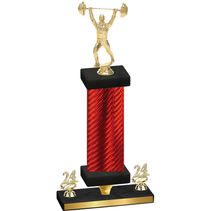 Premium Single Red Carbon Fiber Year Weights Trophy