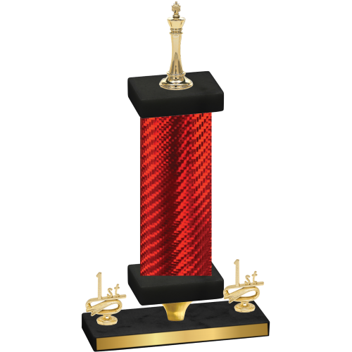 Premium Single Red Carbon Fiber First Place Chess Trophy