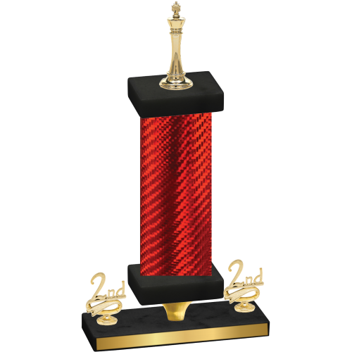 Premium Single Red Carbon Fiber Second Place Chess Trophy