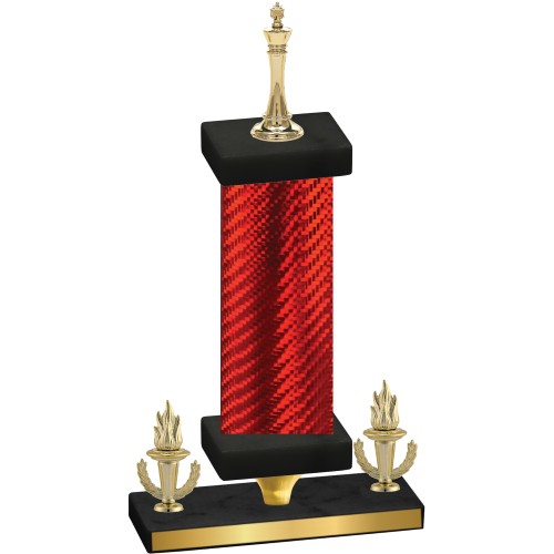 Premium Single Red Carbon Fiber Victory Chess Trophy