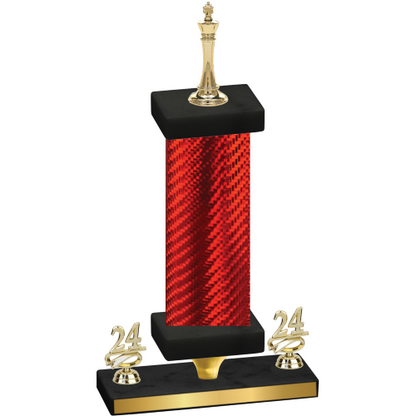 Premium Single Red Carbon Fiber Year Chess Trophy