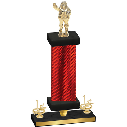 Premium Single Red Carbon Fiber First Place Holiday Trophy